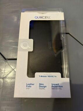 Leather Folio Case for T-Mobile REVVL 4+ - Black